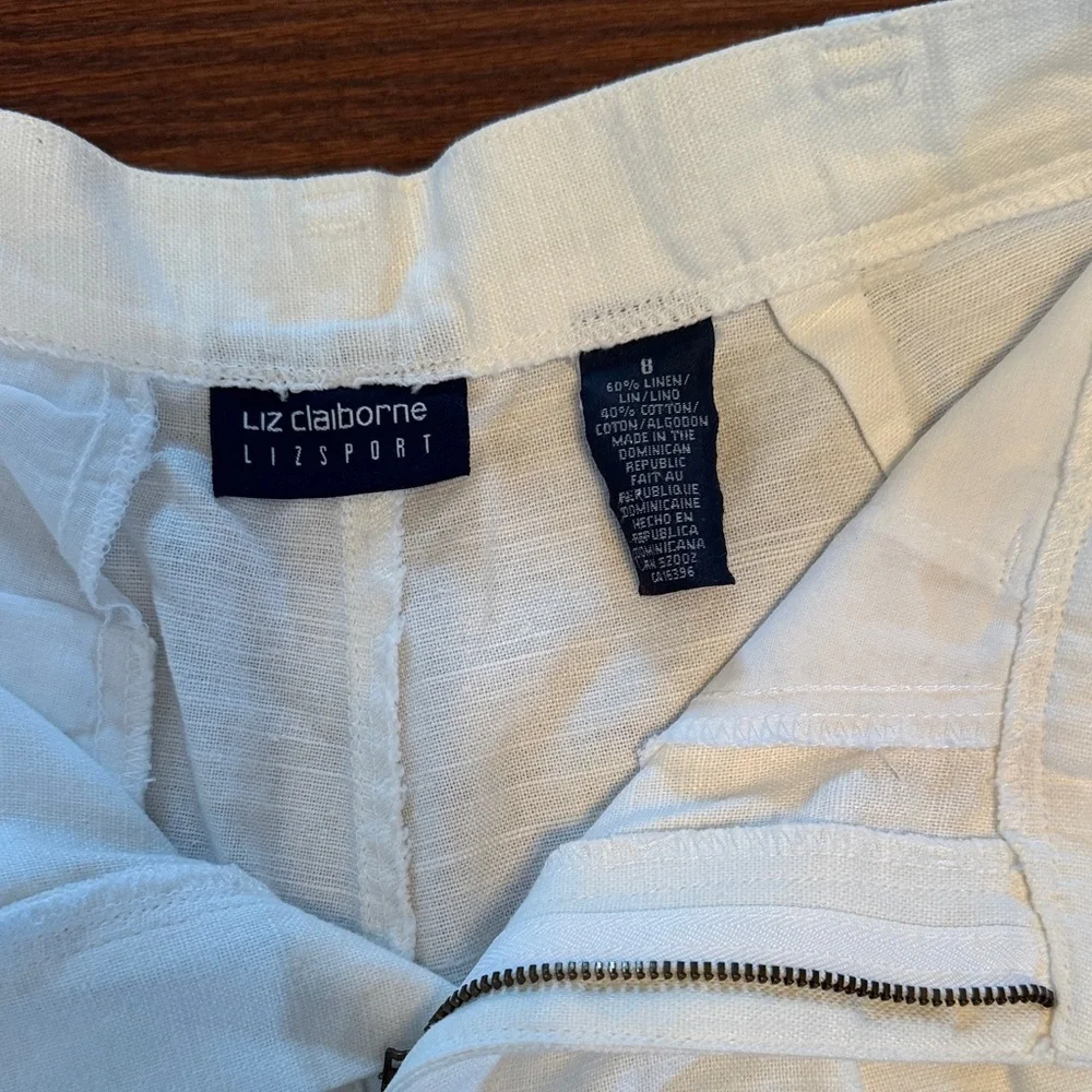 Vintage Liz Claiborne White Linen Blend Shorts - Picture 2 of 6